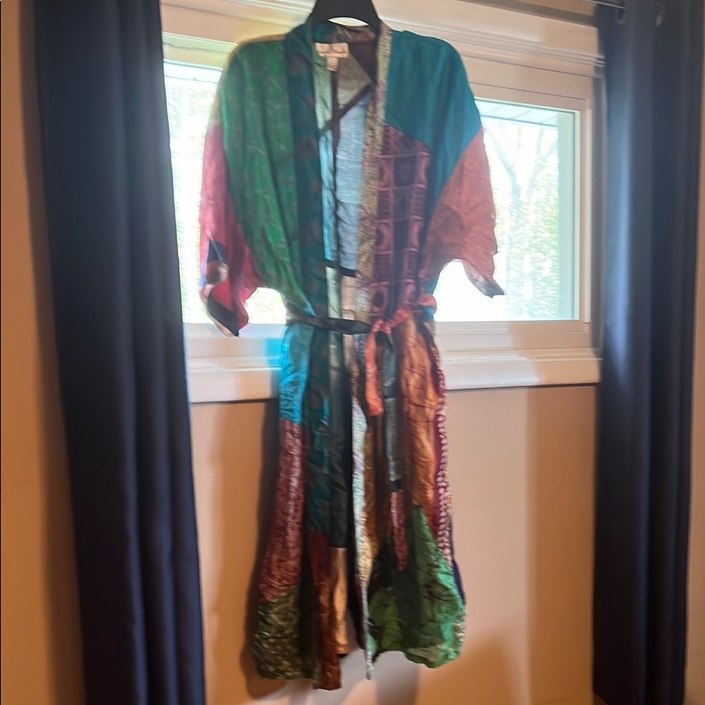 Sacred Threads Multicolor Kimono 100%silk